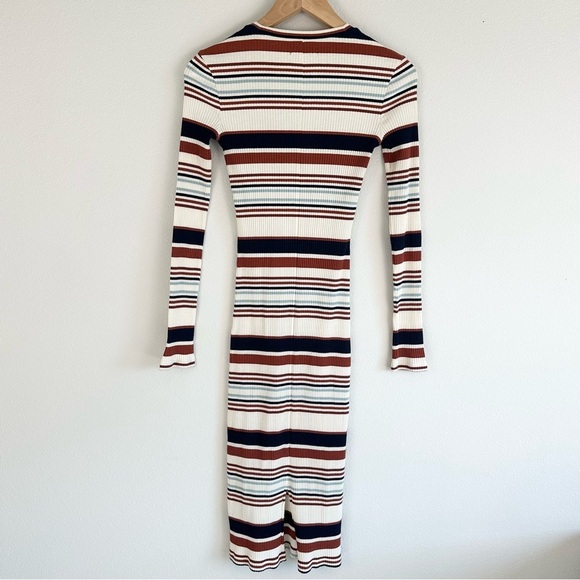 Madewell Ribbed Long-Sleeve Midi Dress in
Multistripe XS EUC - Picture 5 of 6